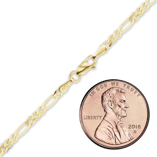 Classic Figaro Bracelet in 10K Yellow Gold (1.50 mm - 3.00 mm)