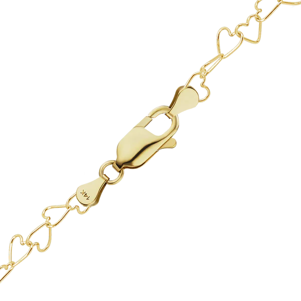 Tall Heart Bracelet in 14K Yellow Gold (3.00 mm)