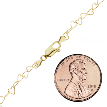 Tall Heart Bracelet in 14K Yellow Gold (3.00 mm)