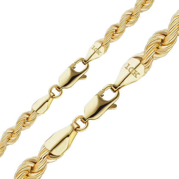 Handmade Solid Rope Bracelet in 10K Yellow Gold (4.20 mm - 6.30 mm)