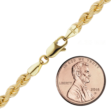 Handmade Solid Rope Bracelet in 10K Yellow Gold (4.20 mm - 6.30 mm)