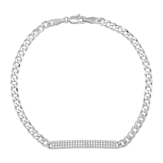Sterling Silver Diamond Bar Link Bracelet
