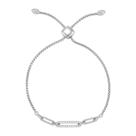 Sterling Silver Diamond Box Chain Bracelet Adjustable