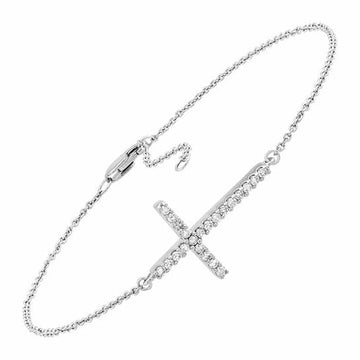 Sterling Silver Diamond Cross Bracelet