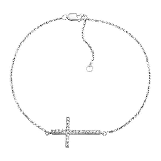 Sterling Silver Diamond Cross Bracelet