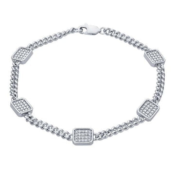 Sterling Silver Diamond Curb Chain Bracelet