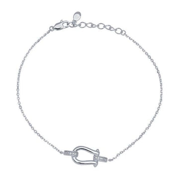 Sterling Silver Diamond-Set D-Ring Bracelet