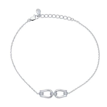 Sterling Silver Diamond-Set Double D-Ring Bracelet