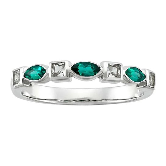 Sterling Silver Lab-Grown Emerald & White Sapphire