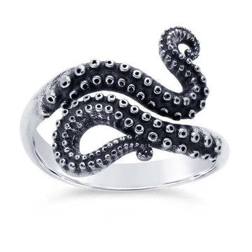 Sterling Silver Octopus Tentacle Ring, Adjustable