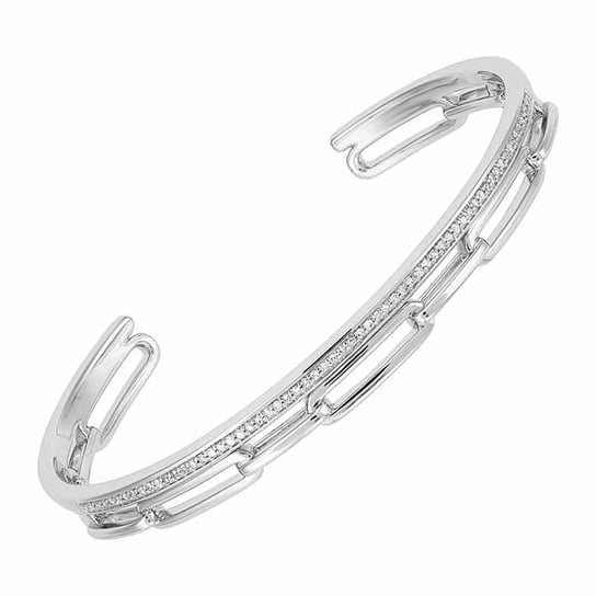 Sterling Silver Diamond Cuff Bracelet