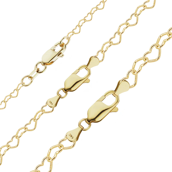 Classic Heart Bracelet in 14K Yellow Gold (1.80 mm - 3.90 mm)