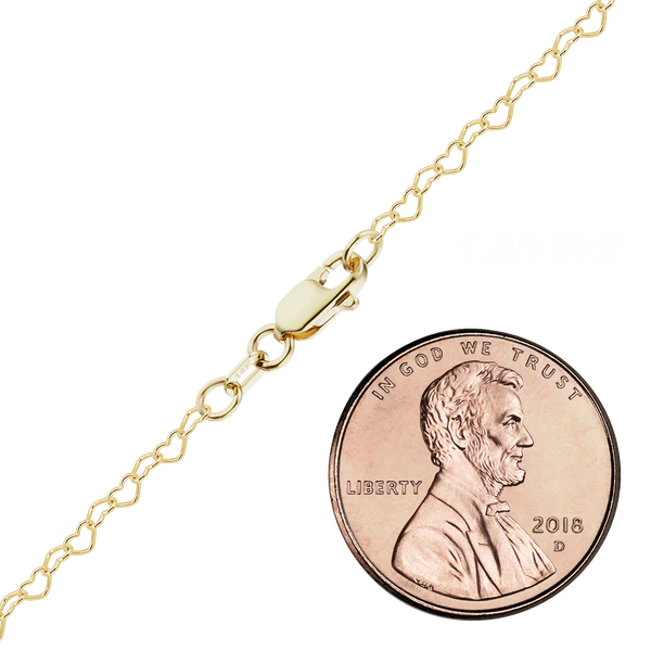 Classic Heart Bracelet in 14K Yellow Gold (1.80 mm - 3.90 mm)