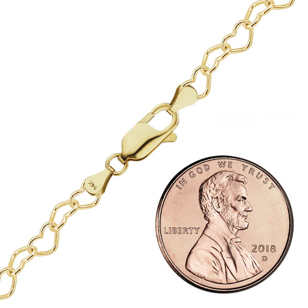 Classic Heart Bracelet in 14K Yellow Gold (1.80 mm - 3.90 mm)