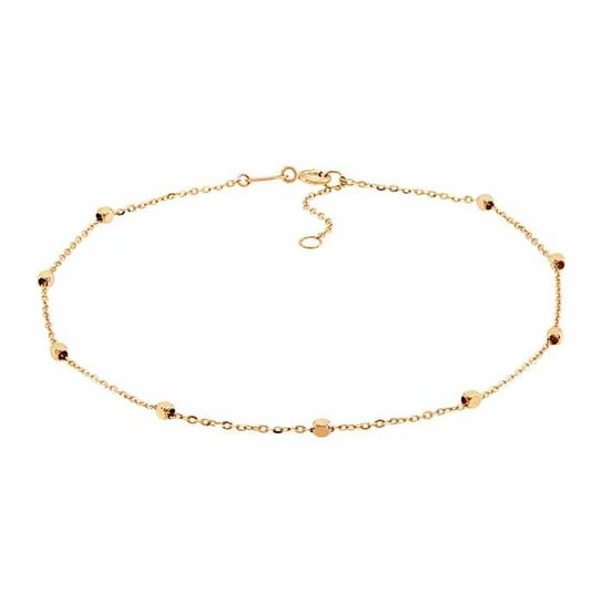 14K Yellow Gold Bead Station Cable Chain Anklet