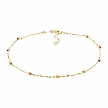 14K Yellow Gold Bead Station Cable Chain Anklet