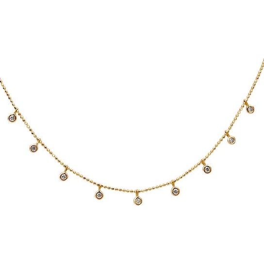 14K Yellow Gold Diamond-Set Bead Chain Necklace
