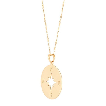 14K Yellow Gold Compass Necklace