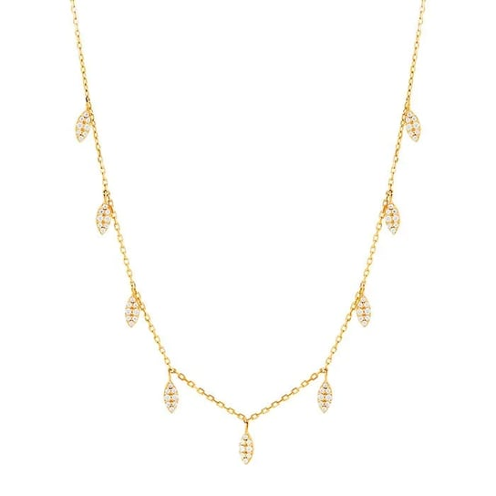 14K Yellow Gold CZ-Set Dangle Necklace