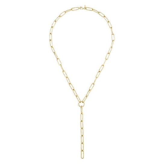 14K Yellow Gold 5.5mm Paperclip Chain Lariat Necklace