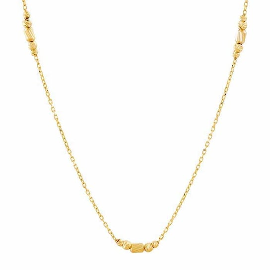 14K Yellow Gold Trio Beads Station Chain Necklace