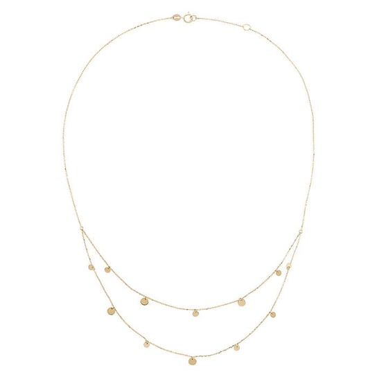 14K Yellow Gold Double Layer Necklace with Disc Dangles