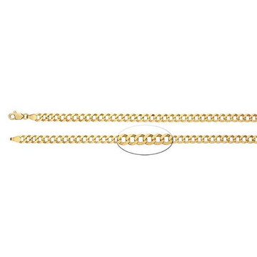 14K Yellow Gold 4.7mm x 22 inch Diamond-Cut Curb Chain
