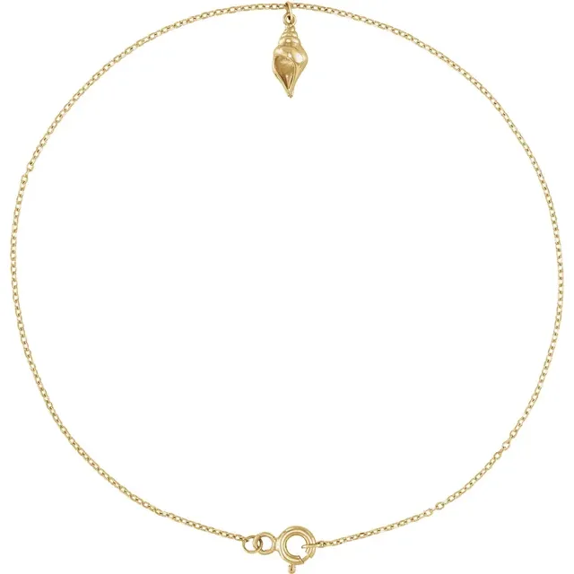 14K Yellow Gold Shell 9" Anklet