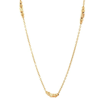14K Yellow Gold Trio Beads Station Chain Necklace