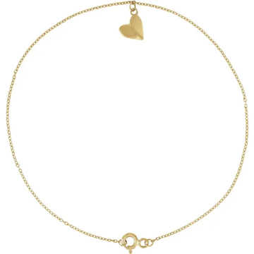14K Yellow Gold Heart 9" Anklet