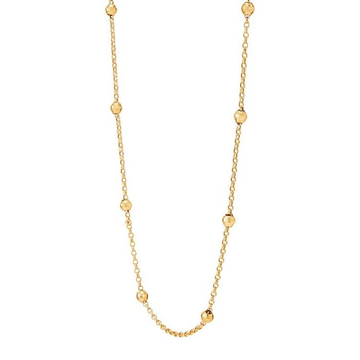 10K Yellow Gold Beaded Shimmer Chain Necklace