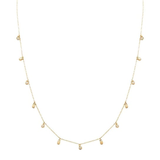 14K Yellow Gold CZ-Set Multi Charm Necklace