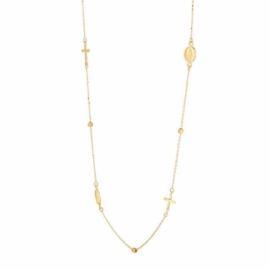 14K Yellow Gold Religious Medal Station Necklace