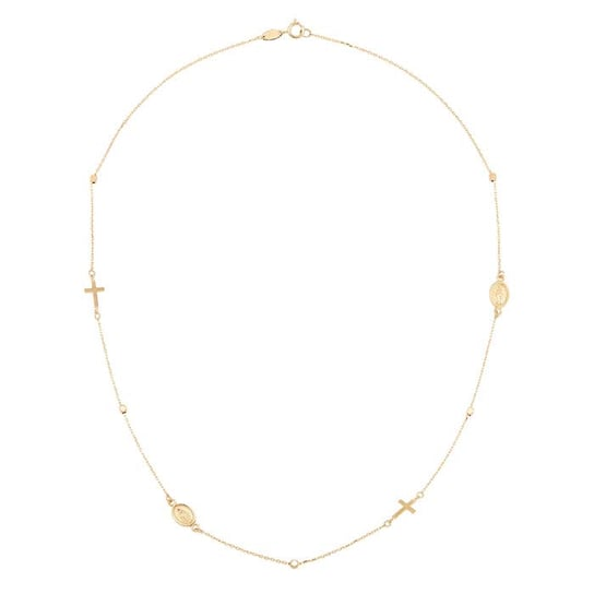 14K Yellow Gold Religious Medal Station Necklace