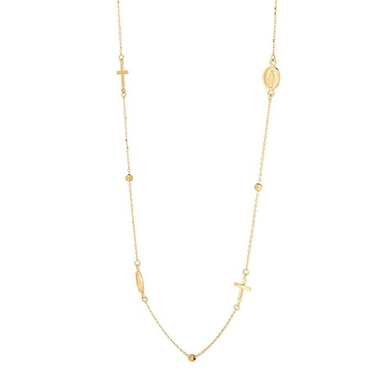 14K Yellow Gold Religious Medal Station Necklace