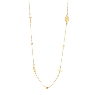 14K Yellow Gold Religious Medal Station Necklace