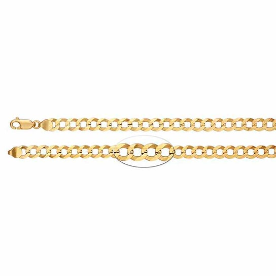14K Yellow Gold 7mm x 22 inch Diamond-Cut Curb Chain