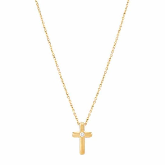 10K Yellow Gold Diamond-Set Cross Necklace