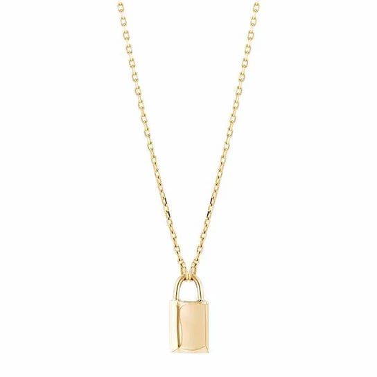 14K Yellow Gold Lock Pendant Necklace