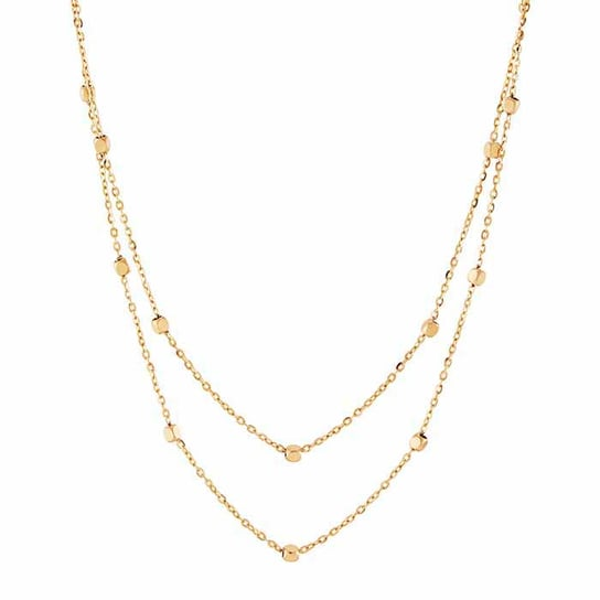 14K Yellow Gold Double Layer Bead Station Necklace