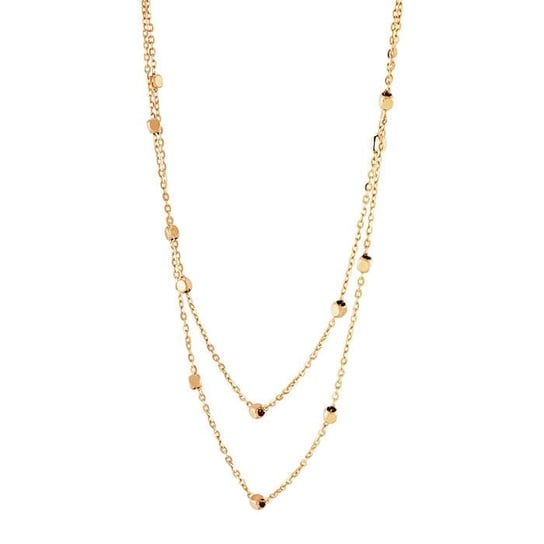 14K Yellow Gold Double Layer Bead Station Necklace