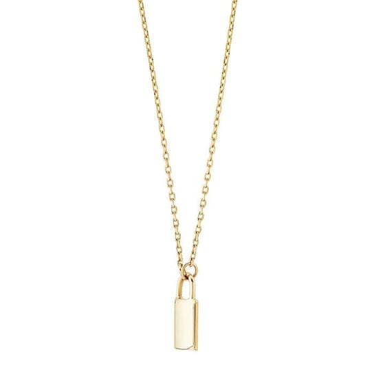 14K Yellow Gold Lock Pendant Necklace