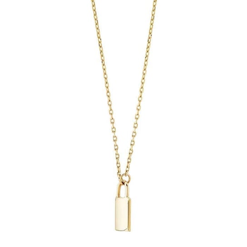 14K Yellow Gold Lock Pendant Necklace