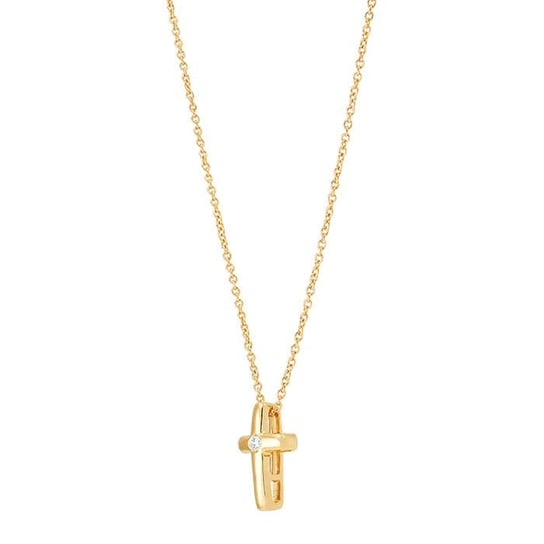 10K Yellow Gold Diamond-Set Cross Necklace