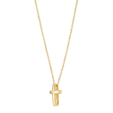 10K Yellow Gold Diamond-Set Cross Necklace