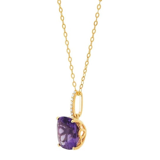 14K Yellow Gold Amethyst- & Diamond-Set Necklace