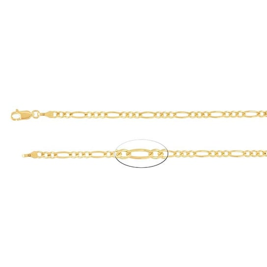 14K Yellow Gold 3mm x 18 inch Diamond-Cut Figaro Chain