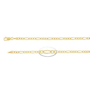 14K Yellow Gold 3mm x 18 inch Diamond-Cut Figaro Chain