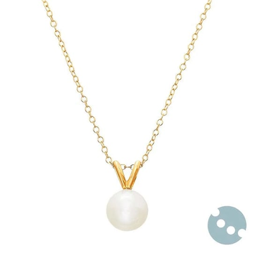 14K Yellow Gold Freshwater Pearl V-Shape Necklace