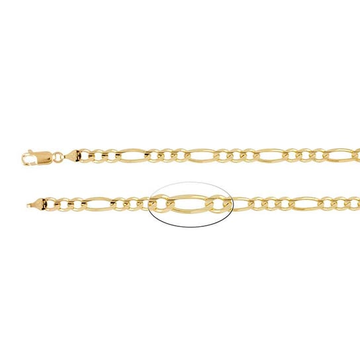 14K Yellow Gold 4.5mm x 22 inch Diamond-Cut Figaro Chain